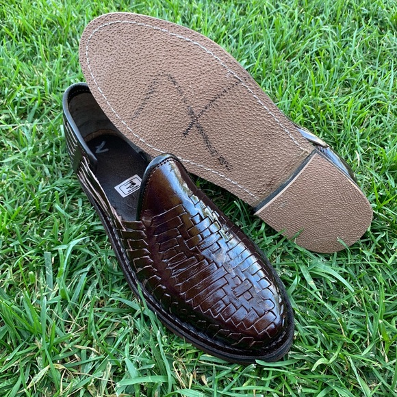 Men's Closed Toe Sandal MOCCASIN HUARACHES LEATHER HAND MADE BROWN - Picture 6 of 6